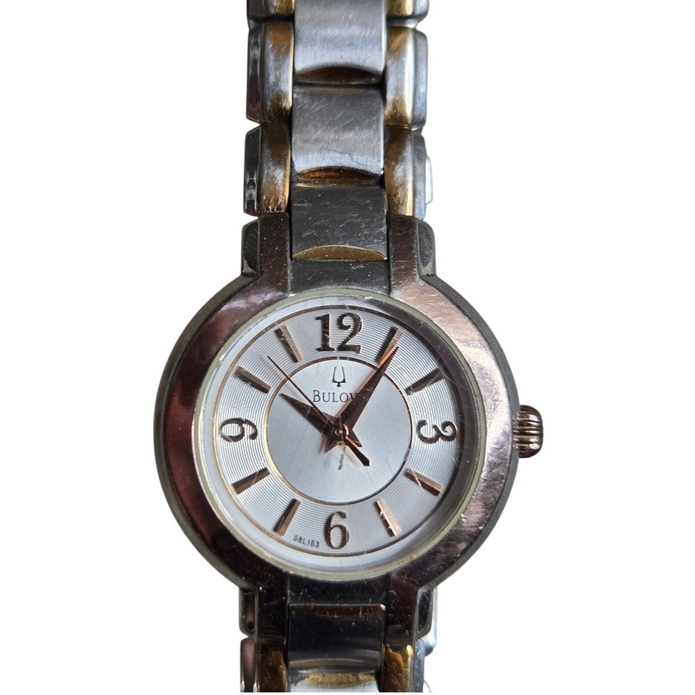 Bulova 98L153 Women's Watch Quartz Silver Rose Gold 27MM 6.25" Two-Tone Gift